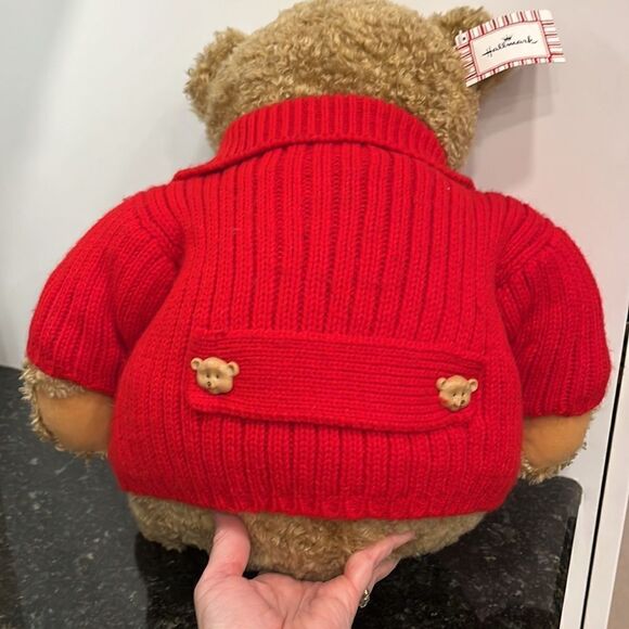 Hallmark Plush Mary Bear Red Sweater Jacket Brown Stuffed Animal 19” BER1573 - Picture 7 of 9